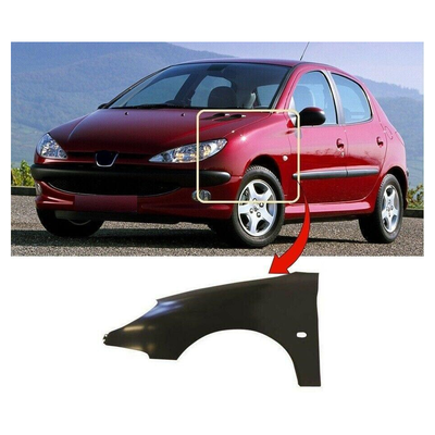 Fits Peugeot 206 1998-2009 Front Wing Primed With Side Lamp Hole Passenger Side 3/5Dr Hatchback