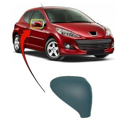 Fits Peugeot 207 2004-2011 Door Wing Mirror Cover Primed Driver Side