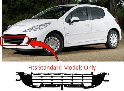 Fits Peugeot 207 2009-2012 Front Bumper Lower Centre Grille Standard Models - tradevehicleparts.co.uk