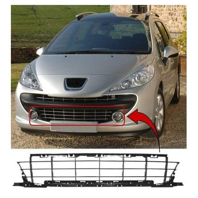 Fits Peugeot 207 Sw Estate 2007-2009 Front Lower Centre Bumper Grille Mat Black Sport