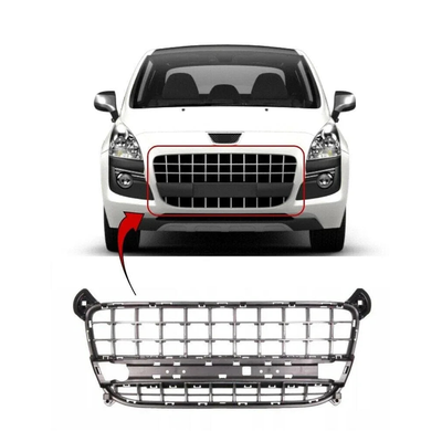 Fits Peugeot 3008 2009-2013 Front Bumper Grille Upper Section Chrome/Black
