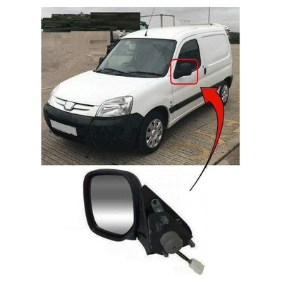 Fits Peugeot Partner 1996-2008 Door Wing Mirror Heated Electric Black Left Side