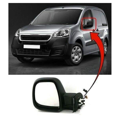 Fits Peugeot Partner 2012-2018 Door Wing Mirror Heated Electric Black Passenger Side 5Pin