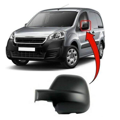 Fits Peugeot Partner 2012-2018 Door Wing Mirror Cover Black Textured Passenger Side
