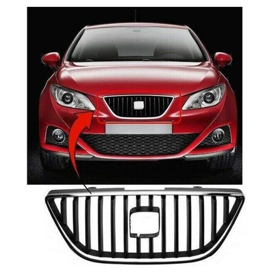 Fits Seat Ibiza 2008-2012 Front Bumper Top Centre Main Grille With Chrome Moulding