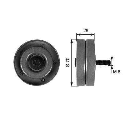 Auxiliary Drive Belt Idler Pulley Deflection Guide Gates DriveAlignŽ T36168 - tradevehicleparts.co.uk