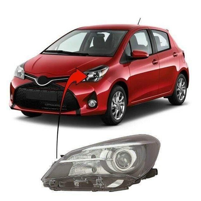 Fits Toyata Yaris 2014-2017 Headlamp Headlight Halogen W/Electric Leveler W/Bulb Drl Black Type Passenger Side