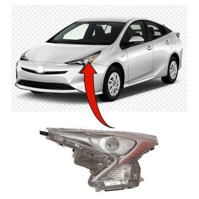 Fits Toyota Prius 2016- Headlight Headlamp Led W/Electric Leveler Black Type Passenger Side
