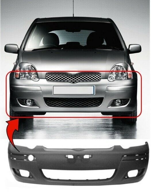 TY4040 Toyota Yaris 2003-2005 Front Bumper Black No Pdc Or Washer Holes