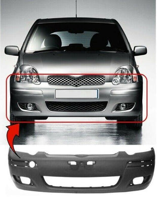 Toyota Yaris 2003-2005 Front Bumper Black No Pdc Or Washer Holes - tradevehicleparts.co.uk