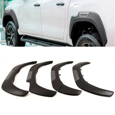 For Toyota Hilux MK8 2016-2018 Wheel Arches Fender Flares Black & Silver - tradevehicleparts.co.uk