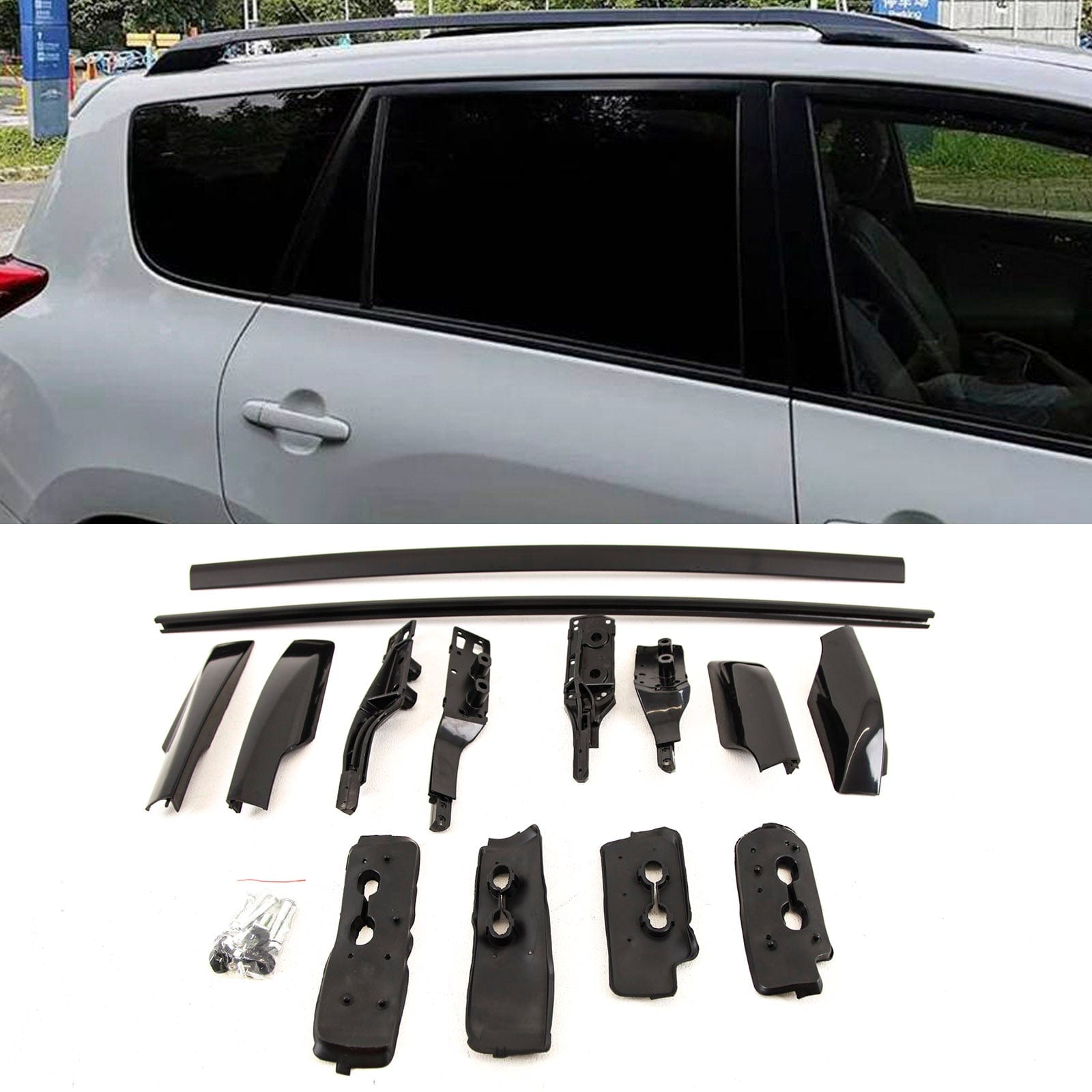 TY5184 For Toyota RAV 4 2006-2012 Raised Roof Rails Rack Bars Pair Aluminium Black