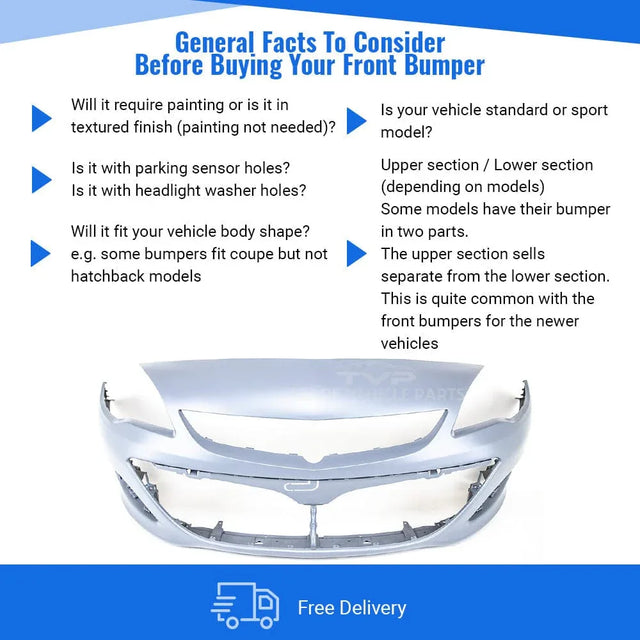 Fits Vauxhall Astra J 5Dr 2012-2015 Front Bumper Primed No PDC Or Washer Holes - image 3