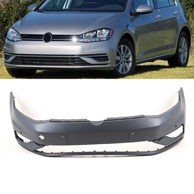 Fits VW Golf Mk7 2017- 2020 Front Bumper Primed With PDC No Washer Holes - tradevehicleparts.co.uk