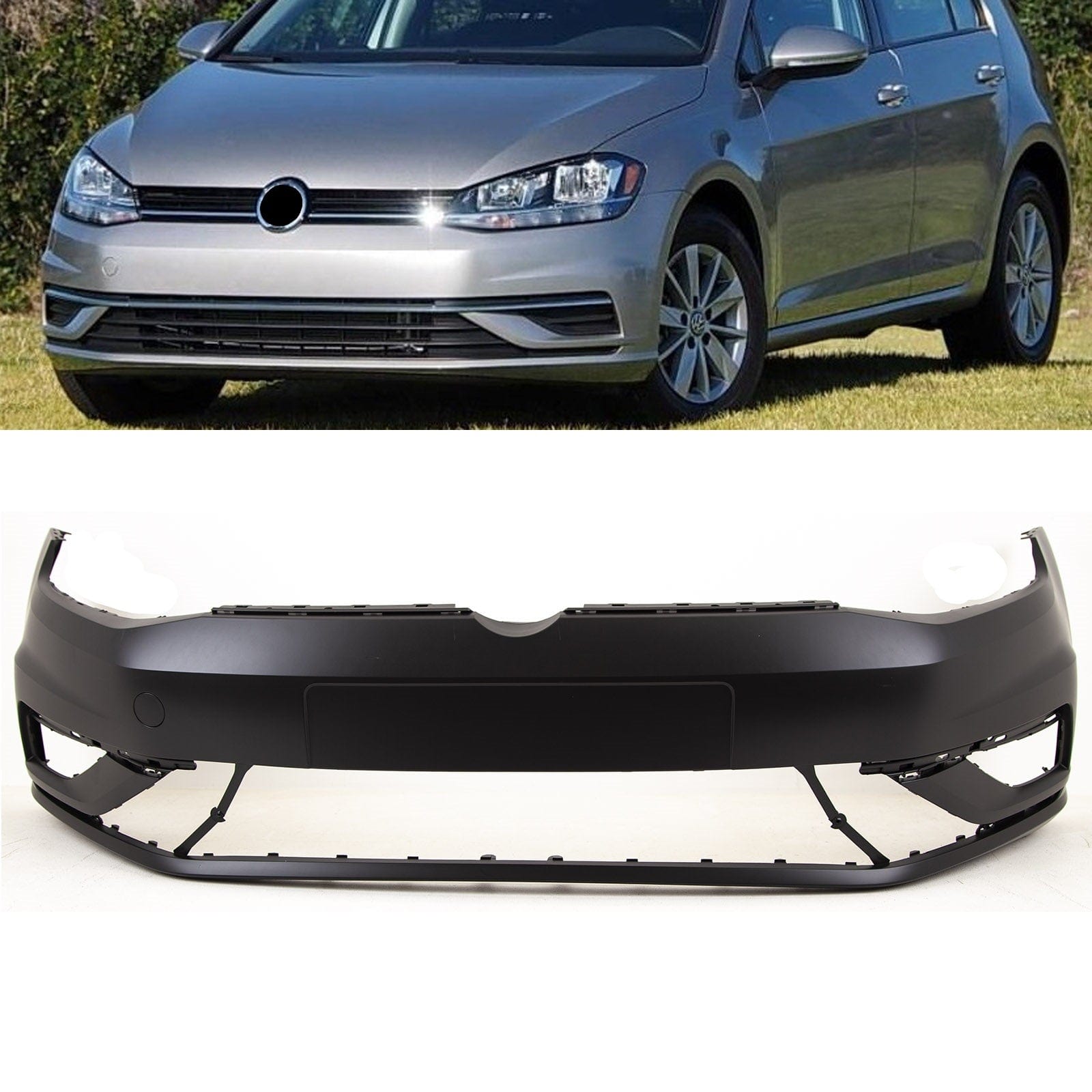 VK4235 Fits VW Golf Mk7.5 2017-­2020 Front Bumper Primed No Washer Holes No PDC