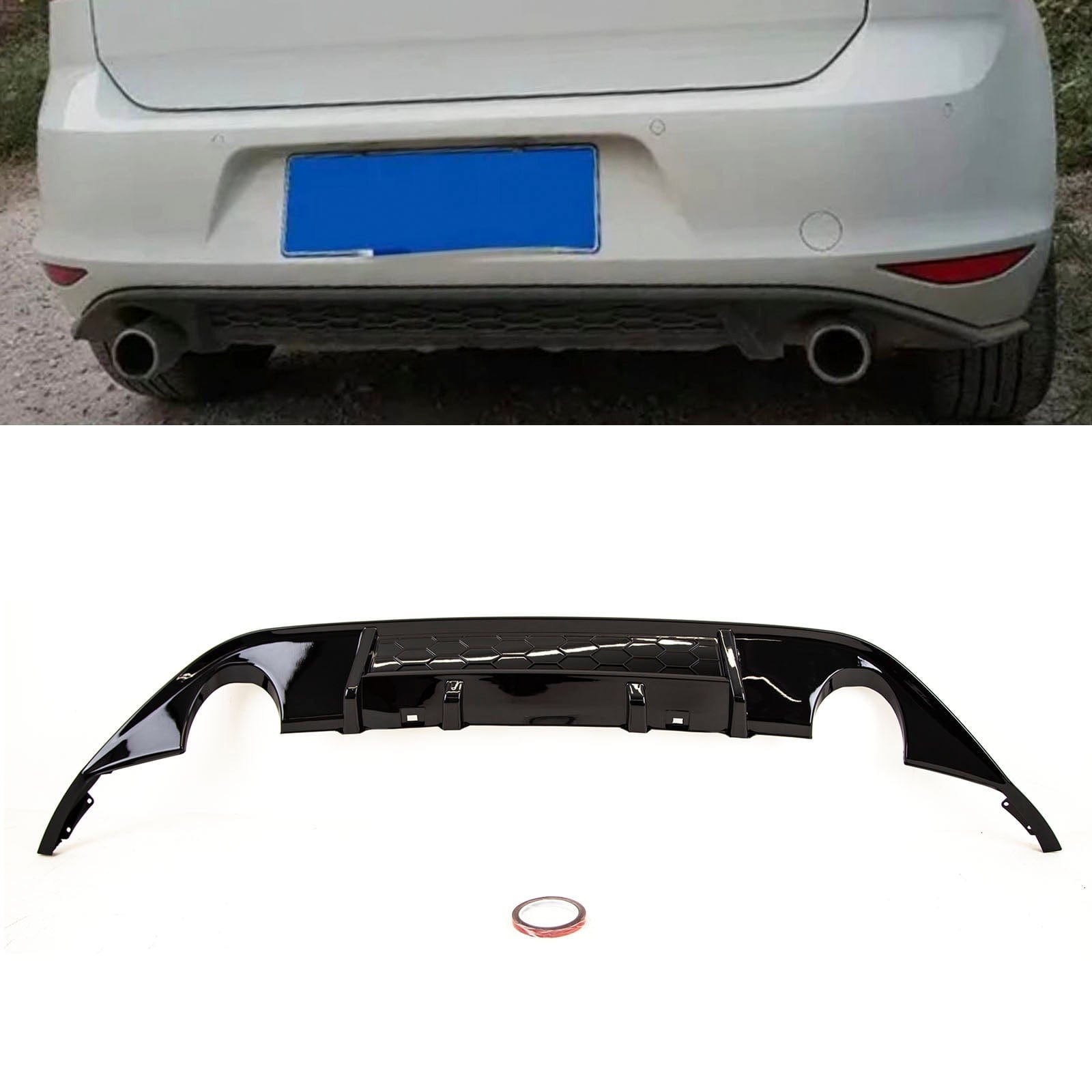 VK5637 VW Golf GTI MK7 2013-2016 Rear Bumper Diffuser Spoiler Dual Exhaust Gloss Black