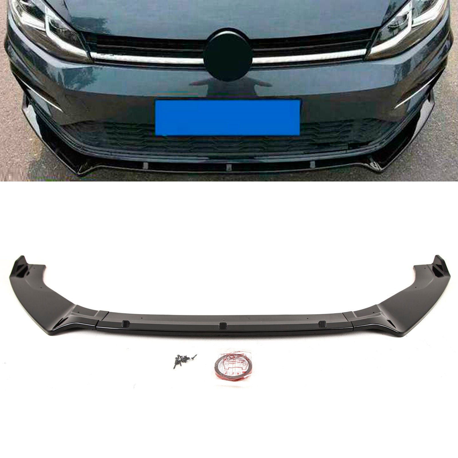 VK5665 VW Golf MK7 MK7.5 R GTD GTI TSI TDI 2013-2020 Front Lip Splitter Spoiler Gloss Black