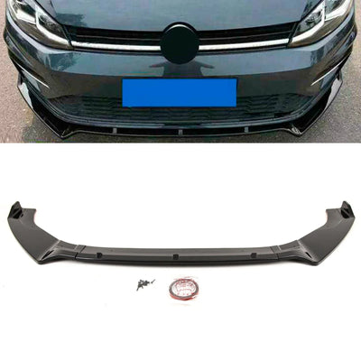 Fits VW Golf MK7 MK7.5 R GTD GTI TSI TDI 2013-2020 Front Lip Splitter Spoiler Gloss Black - tradevehicleparts.co.uk