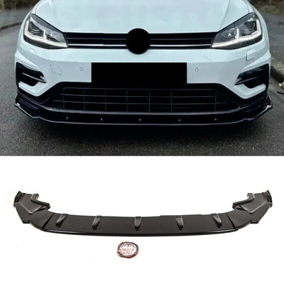 Fits VW Golf MK7.5 R GTD GTI 2017-2020 Front Splitter Spoiler Lip Gloss Black - tradevehicleparts.co.uk