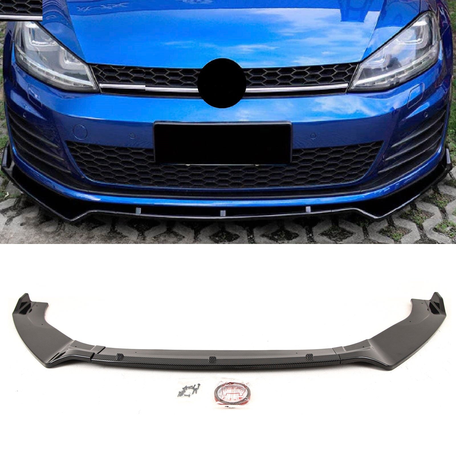 VK5667 VW Golf MK7 MK7.5 R GTD GTI TSI TDI 2013-2020 Front Lip Splitter Spoiler Carbon Look