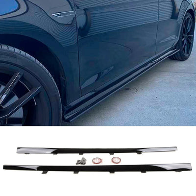 Fits VW Golf MK7 MK7.5 R GTD GTI TSI TDI 2013-2020 Side Skirts Extension Blades Gloss Black - tradevehicleparts.co.uk