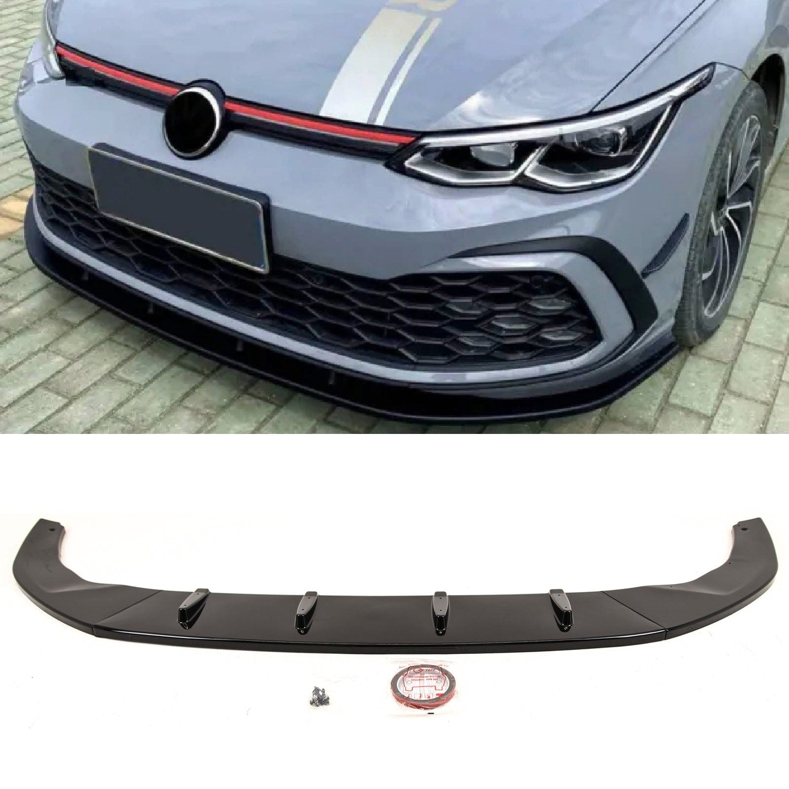 VK5669 VW Golf MK8 GTI GTD GTE R LINE 2020- Front Lip Splitter Spoiler Gloss Black