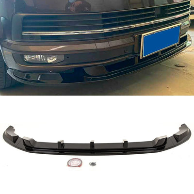 Fits VW Transporter T6 2015-2019 Front Lip Splitter Spoiler Gloss Black - tradevehicleparts.co.uk