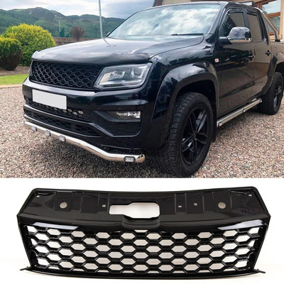 For VW Amarok 2011-2021 Front Main Grille Gloss Black - tradevehicleparts.co.uk