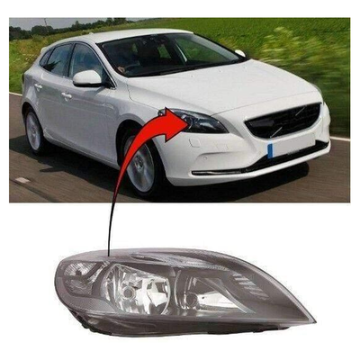 Fits Volvo V40 2012-2016 Headlight Headlamp Electric With Motor Black Type Driver Side