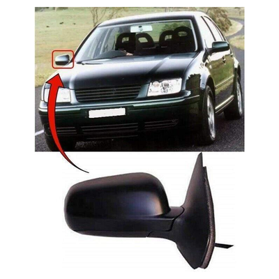 Fits VW Bora 1999-2006 Door Wing Mirror Heated Electric Black Driver Side