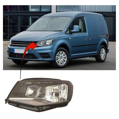 Fits VW Caddy Van 2015- Headlight Headlamp W/Motor Black Type Passenger Side