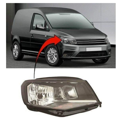 Fits VW Caddy Van 2015- Headlight Headlamp W/Motor Driver Side Black Type