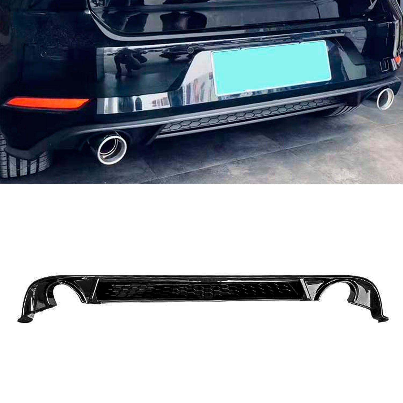 VW Golf GTI MK7.5 2017-2020 Rear Bumper Diffuser Spoiler Valance Dual Exhaust Gloss Black