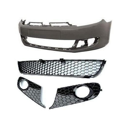 Fits VW Golf Mk6 2009-2012 Front Bumper Primed Complete With Grilles Honeycomb Style Standard Models