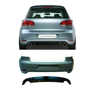 Fits VW Golf Mk6 Gti 2009-2012 Rear Bumper Primed Complete With Reflectors & Spoiler 2 Exhaust 2 Cut Outs