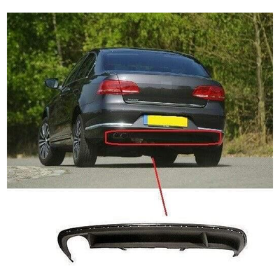 Fits VW Passat B7 2011-2014 Rear Bumper Spoiler Diffuser 2 Exhausts With 1 Cut Out