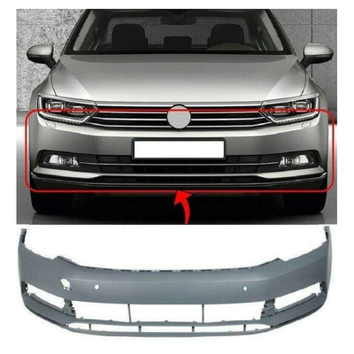 Fits VW Passat B8 2015- Front Bumper With Pdc & Washer Holes Without Chrome Mouldings