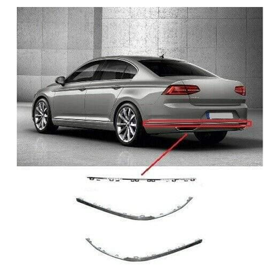 Fits VW Passat B8 2015- Rear Bumper Mouldings Chrome Set Of 3 Pices