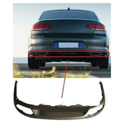 Fits VW Passat B8 2015- Saloon Rear Bumper Spoiler Diffuser 1 Exhausts With 2 Cut Out