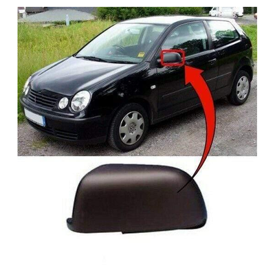 Fits VW Polo 2002-2005 Door Wing Mirror Cover Black Passenger Side
