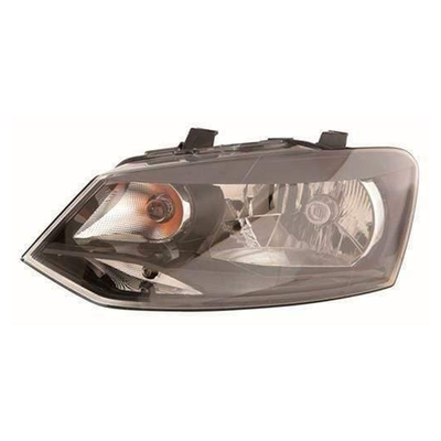 Fits VW Polo 2009-2014 Headlight Headlamp Single Reflector Type Black Passenger Side