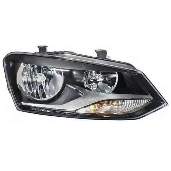Fits VW Polo MK5 6R 2009-2014 Headlight Headlamp Black & Chrome Twin Reflector Type Driver Side