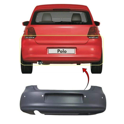 Fits VW Polo 2009-2014 Rear Bumper Primed With Pdc & Exhaust Cut Out