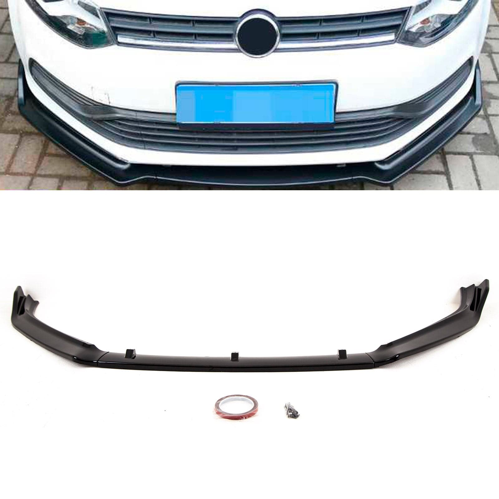 VW Polo MK5 6C 6R 2014-2017 Front Lip Splitter Spoiler Gloss Black