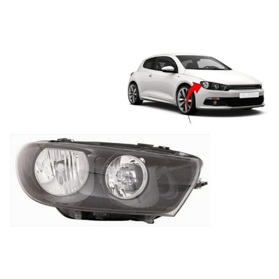 Fits VW Scirocco 2008-2014 Headlight Headlamp With Motor Black Type Driver Side