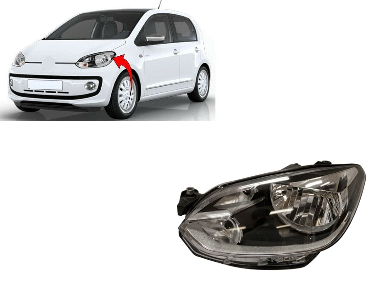 VW Up 2012-2016 Headlight Headlamp Clear Type Passenger Side