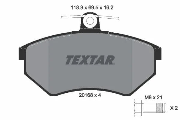 Textar Brake Pads Full Set Of 4 Front With Brake Caliper Screws 2016801 - OEM Quality Replacement - image 4