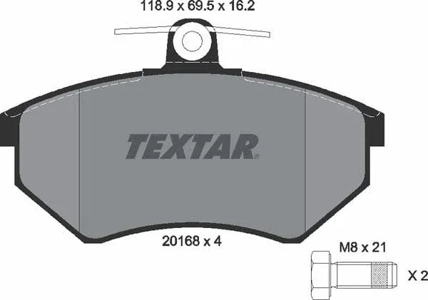 Textar Brake Pads Full Set Of 4 Front With Brake Caliper Screws 2016801 - OEM Quality Replacement - image 5