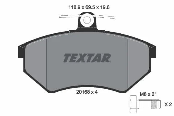Textar Brake Pads Full Set Of 4 Front With Brake Caliper Screws 2016804 - image 4