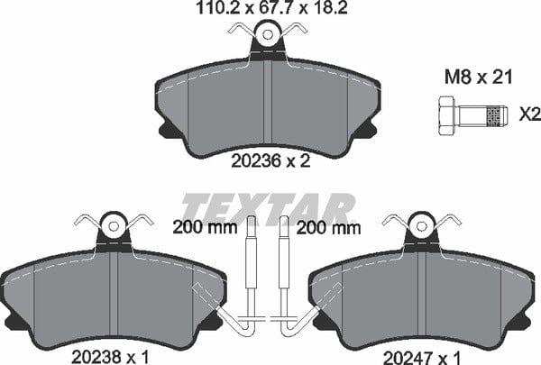 Textar Brake Pads Full Set Of 4 Front With Brake Caliper Screws 2023602 - image 5